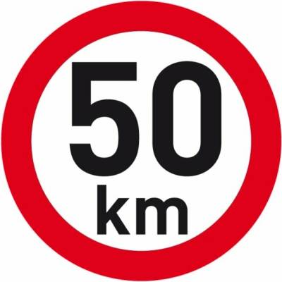 Reflexná samolepka rýchlosť 50 km, priemer 200 mm