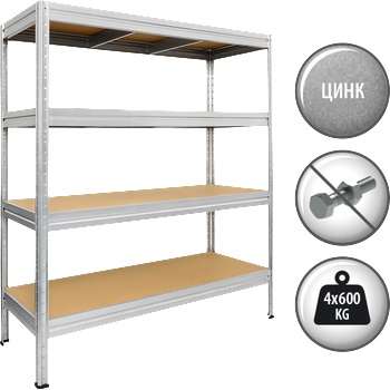 Carmen Метален стелаж Carmen CR-1024 - 168x160x40 см, до 600 кг на рафт - цинк