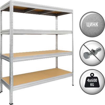 Carmen Метален стелаж Carmen CR-1024 - 168x160x40 см, до 600 кг на рафт - цинк