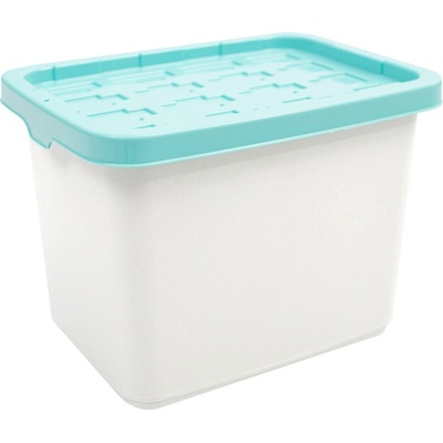 Doloni Úložný box s vekom 37x27x27 biela tyrkysová