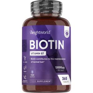 WeightWorld Biotin, 12000 mcg, 365 таблетки, WeightWorld (123904 WW)