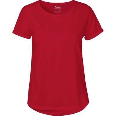 Neutral Dámske tričko s ohrnutými rukávmi z organickej Fairtrade bavlny Červená