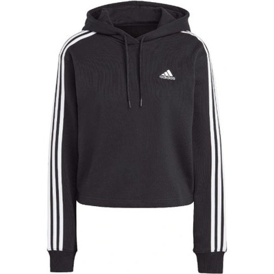 adidas Essentials 3-Stripes French Terry Crop Hoodie IC8767 čierna
