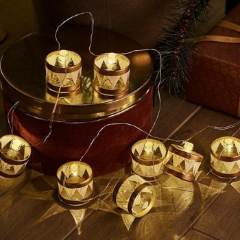 SIRIUS LED dekoratívny reťaz, zlaté bubienky, 1,5m