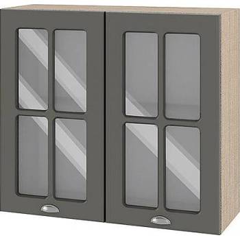 Image 1 of ИРИМ Горен кухненски шкаф витрина Сити МФ-Цимент мат-06-104 80 см