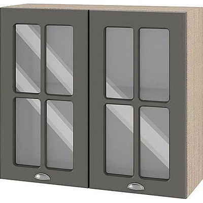 ИРИМ Горен кухненски шкаф витрина Сити МФ-Цимент мат-06-104 80 см