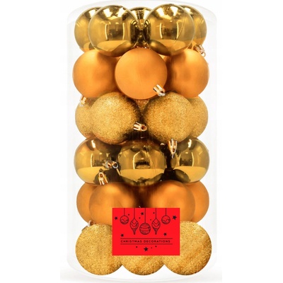SPRINGOS Vánoční baňky zlaté mix 6cm sada 30ks