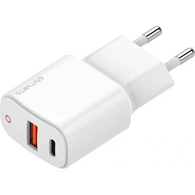 4smarts Wall Charger DoublePort with Quick Charge - захранване за ел. мрежа с USB-A изход и USB-C изход с технология за бързо зареждане (20W) (бял)