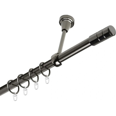 OK-GarnýžeCZ - Garnýž kovová jednořadá 19mm Cylinder onyx 270 cm do stropu / kroužky s háčkem