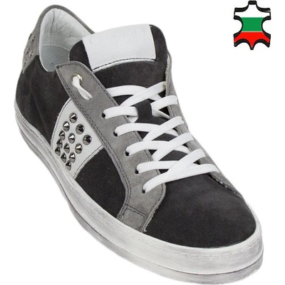 Български обувки Мъжки кецове от сив естествен набук 33704