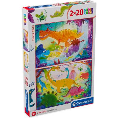 Clementoni Пъзел Clementoni от 2 x 20 части - Забавни динозаври (24755)