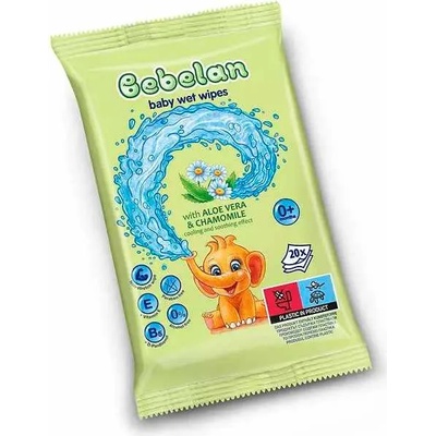 Bebelan Влажни кърпи Bebelan - Алое вера и Лайка, 20 броя (3800232578134)