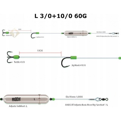 DAM MADCAT Náväzec Adjusta Basic River Rigs "Live Bait" L