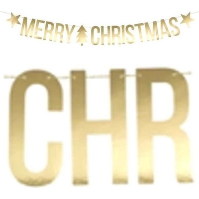 Party deco Banner Merry Christmas zlatý – Zboží Dáma