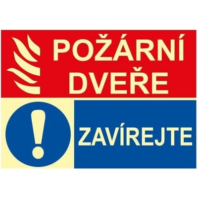 Značka fotoluminiscenční - Požární dveře/zavírejte, Fólie A6