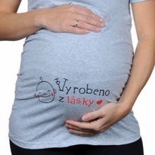 Těhotenské tričko Vyrobeno z lásky Šedá melír
