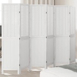 vidaXL Разделител за стая, 6 панела, бял, дърво пауловния масив (358729)