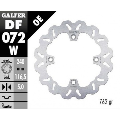 GALFER brzdový kotouč zadní HONDA CBF 500N 04-; CB 600 HORNET 07-; CBF 600S/N 04-; CB 750 HORNET 22- (WAVE FIXED) (240X116,5X5mm) – Zbozi.Blesk.cz