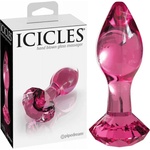  Анален плъг от стъкло, розов диамант, 9, 1см. - Icicles №79 (PIPE287900)