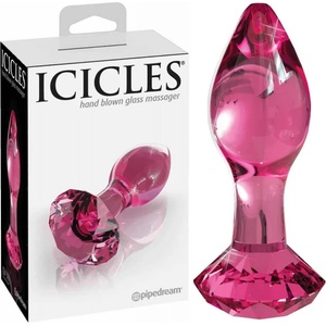  Анален плъг от стъкло, розов диамант, 9, 1см. - Icicles №79 (PIPE287900)