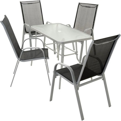 Garthen 40751 Zahradní skládací set stůl + 4 stohovatelné židle černá