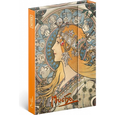 Notes Alfons Mucha Zodiak linkovaný 10,5 x 15,8 cm