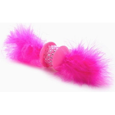 JK ANIMALS Ružová TPR činka s pierkom 15 cm