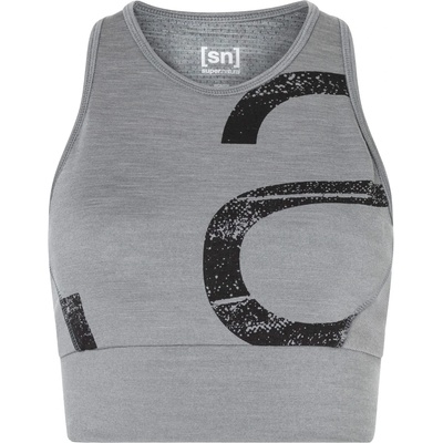 super. natural Дамски спортен сутиен Super. natural Women's Capital Logo LF Top Sports bra - Cashmere Grey Melange / Jet Black (114-3791-0113)