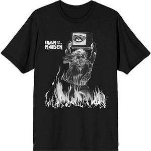 Iron Maiden Est. 1975 Holy Smoke Flames Crop Тениска с къс ръкав Black M (IMTEE198MB02)