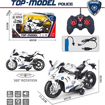 Полицейски мотоциклет 1: 20 с радиоконтрол със звукови и светлинни ефекти, акумулаторни батерии 565-7