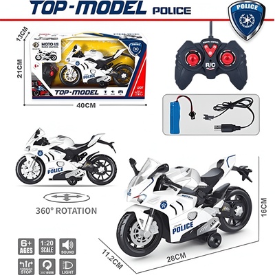 Полицейски мотоциклет 1: 20 с радиоконтрол със звукови и светлинни ефекти, акумулаторни батерии 565-7