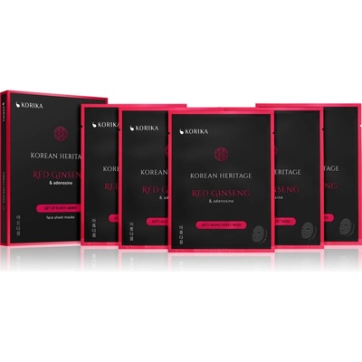KORIKA Korean Heritage Red Ginseng & Adenosine Anti-aging Sheet Mask комплект маски за лице на намалена цена против стареене и за стягане на кожата