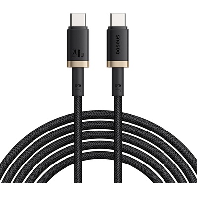 Baseus - Кабел за данни Dura Series (P10377803U03-00) - за MacBook, бързо зареждане, Type-C, PD 240W, 480Mbps, 1m - Златист / Черен