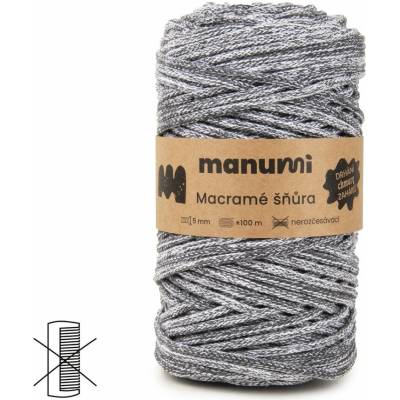 Manumi Macramé šnúra 5mm tmavosivé odlesky - 1 ks