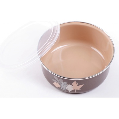 Metalac Lístky šedé miska vysoká s plastovým víčkem 1,3 l 16 cm