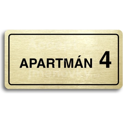ACCEPT Piktogram APARTMÁN 4 II - zlatá tabulka - černý tisk