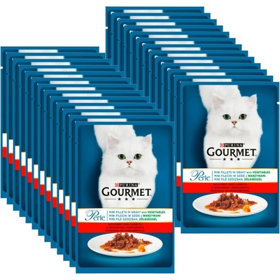 Purina Gourmet Perle krmivo pro kočky mini filety v omáčce s hovězím masem a mrkví 26x85 g