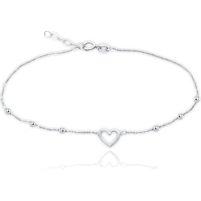 Minet Zlatý náramek z bílého zlata se srdcem a kuličkami Au 585/1000 1,15g JMG0183WSB19