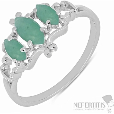 Nefertitis Prsten stříbrný s broušenými smaragdy 023319 EM