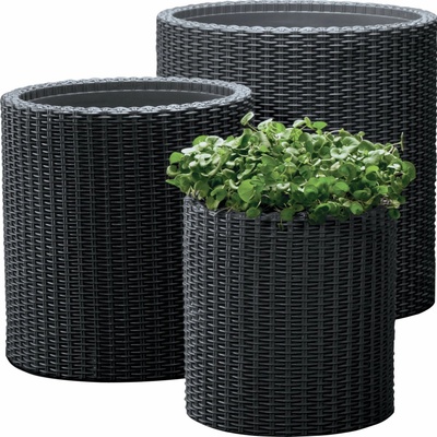 Keter Kvetináč z plast čierny, sivý 43,7 x 43,7 x 44,3 cm