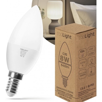 Toolight, LED žiarovka E27, 8W, 640lm, 4000K neutrálna biela, RSL036, OSW-20021