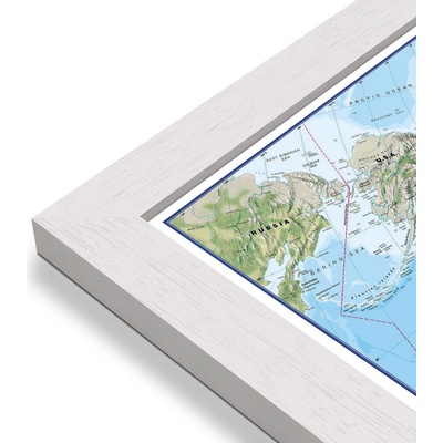 Maps International Svět - nástěnná zeměpisná mapa 135 x 85 cm Varianta: mapa v dřevěném rámu, Provedení: Pegi bílý