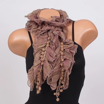 Image 1 of Дамски шал в кафяво с топчета