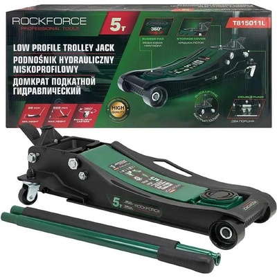 RockForce Крик хидравличен крокодил, 5 т, нископрофилен, 96-595 мм, RockForce RF-T815011L, с 2 помпи и педал (RF-T815011L)