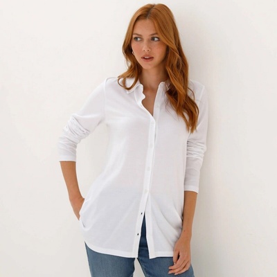 Jednobarevné tunikové tričko s dlouhými rukávy bílá – Zbozi.Blesk.cz