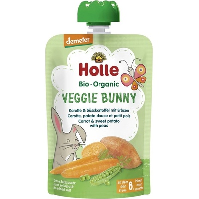 HOLLE Veggie Bunny Bio pyré mrkva sladké zemiaky a hrášok 3 x 100 g