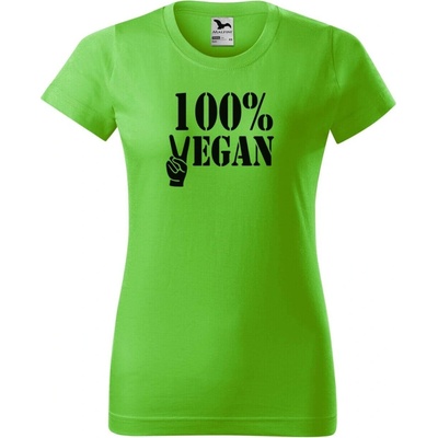 DOBRÝ TRIKO Dámské tričko 100% VEGAN černý potisk Apple green