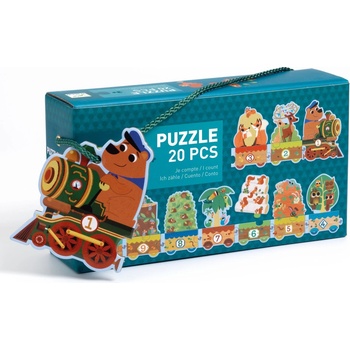 DJECO Vlak se zvířátky a čísly 20 dielov