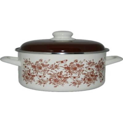 Metalac Hnědý motýl, mělký smaltovaný kastrol Prince s poklicí 20 cm, 2,75 l 8600034119390