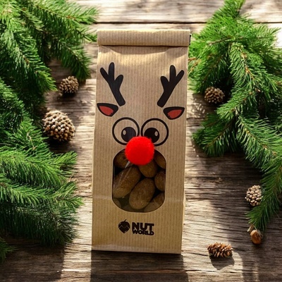 Nutworld Vánoční ořechový sáček SOB s kolíčkem Mandle v mléčné čokoládě se skořici 180 g